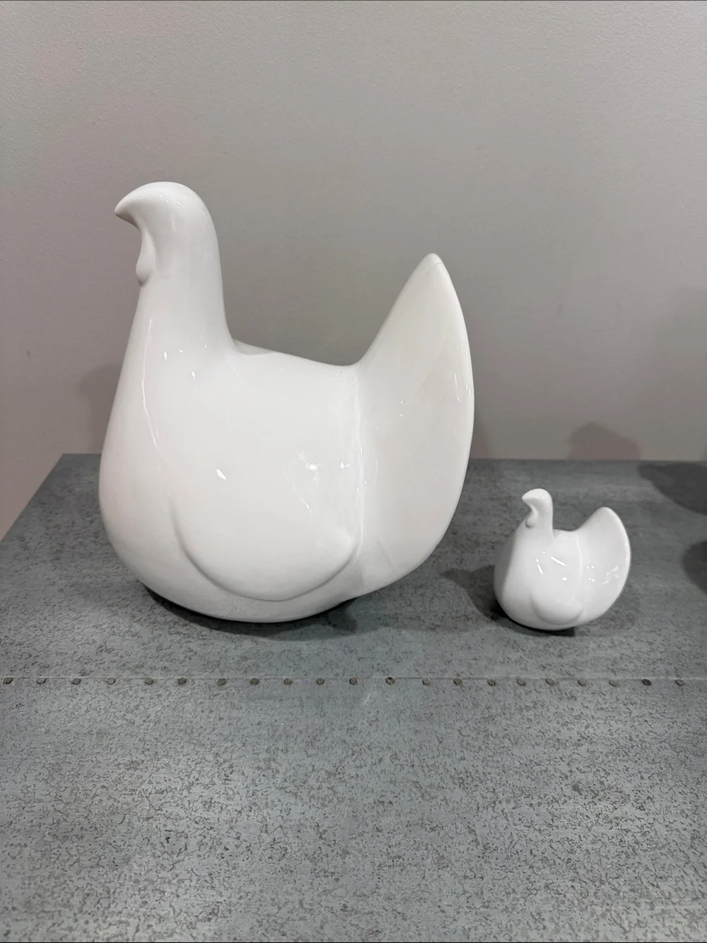 Crate&Barrel White Ceramic Thanksgiving Turkey Figurines - Set of 2.